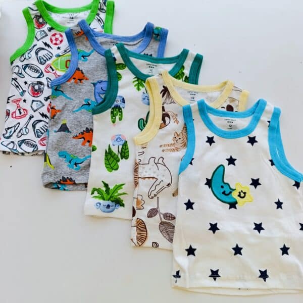 5PCS Trendy Soft Cotton Newborn Baby Boy Vest - Image 7