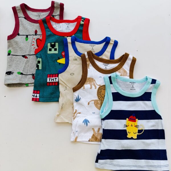 5PCS Trendy Soft Cotton Newborn Baby Boy Vest