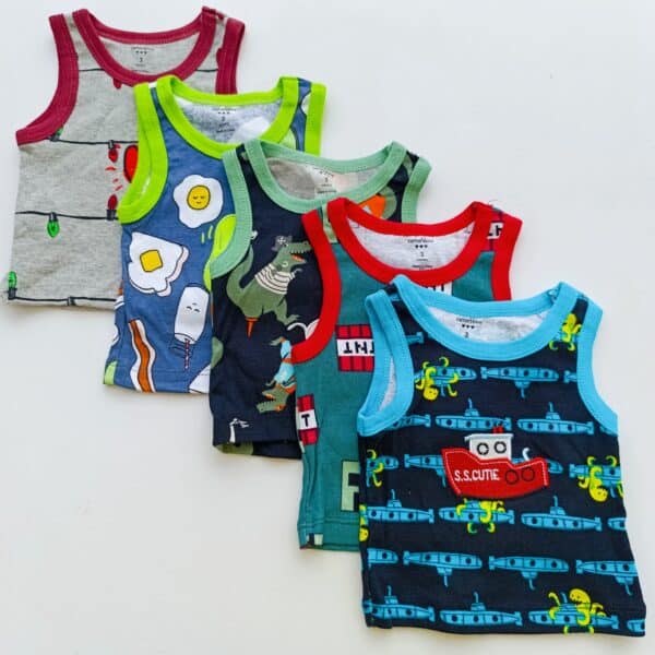5PCS Trendy Soft Cotton Newborn Baby Boy Vest - Image 4