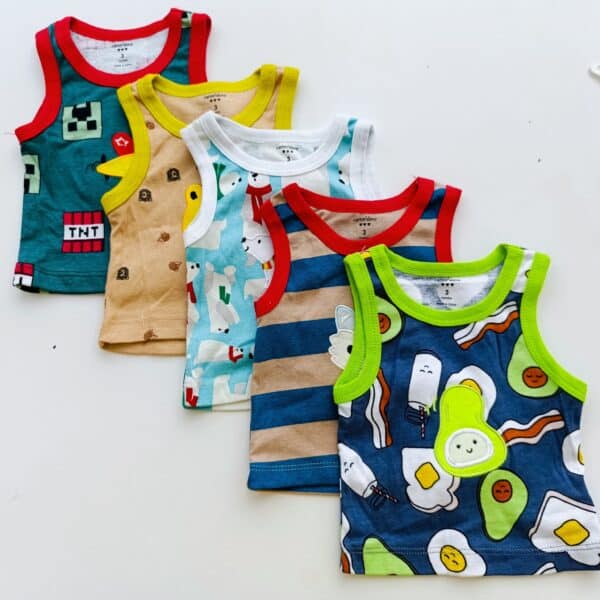 5PCS Trendy Soft Cotton Newborn Baby Boy Vest - Image 5