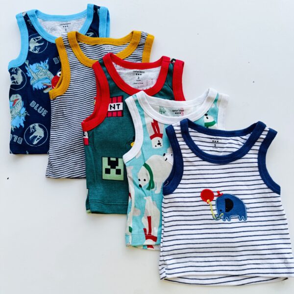 5PCS Trendy Soft Cotton Newborn Baby Boy Vest - Image 3