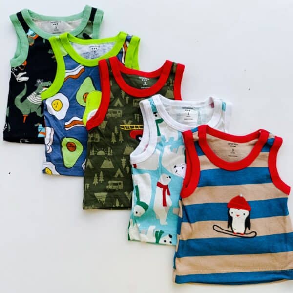 5PCS Trendy Soft Cotton Newborn Baby Boy Vest - Image 2