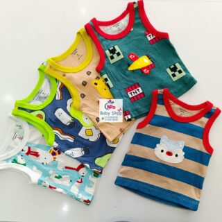5PCS Trendy Soft Cotton Newborn Baby Boy Vest