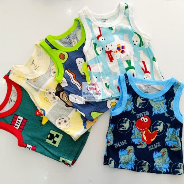 5PCS Trendy Soft Cotton Newborn Baby Boy Vest - Image 3