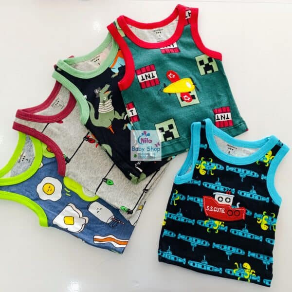5PCS Trendy Soft Cotton Newborn Baby Boy Vest - Image 2