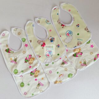Cartoon Print Baby Bibs - Cream Yellow