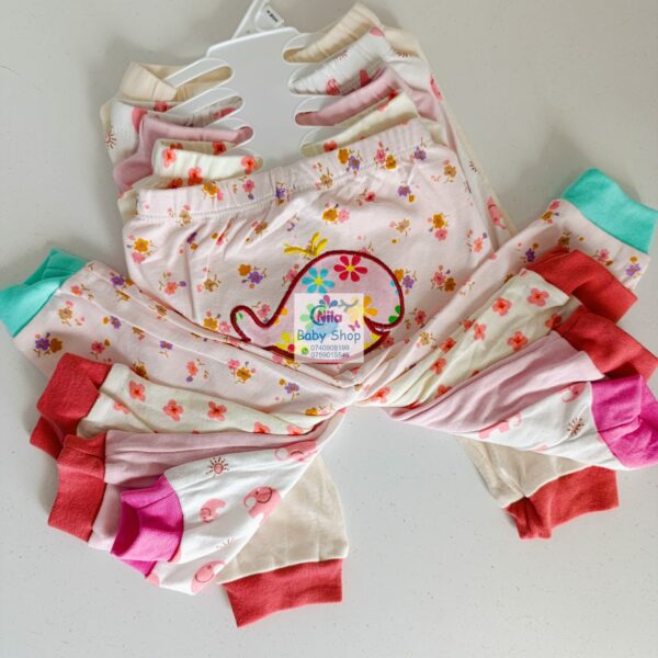 Multicolor Cotton Baby Girl Pants 5 Pack - Image 3