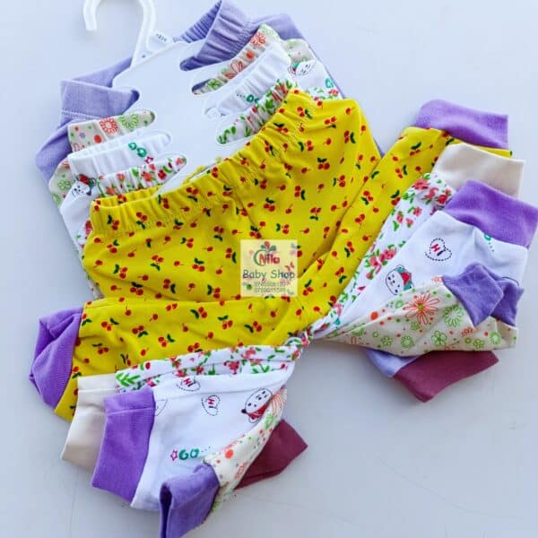 Multicolor Cotton Baby Girl Pants 5 Pack - Image 10