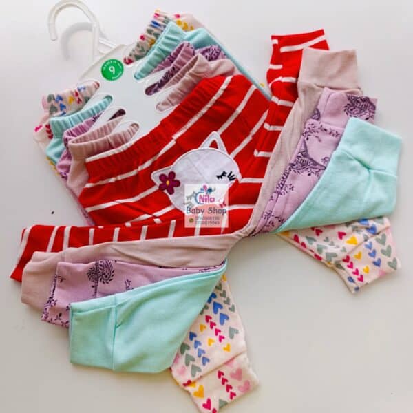 Multicolor Cotton Baby Girl Pants 5 Pack - Image 3