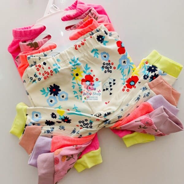 Multicolor Cotton Baby Girl Pants 5 Pack - Image 3