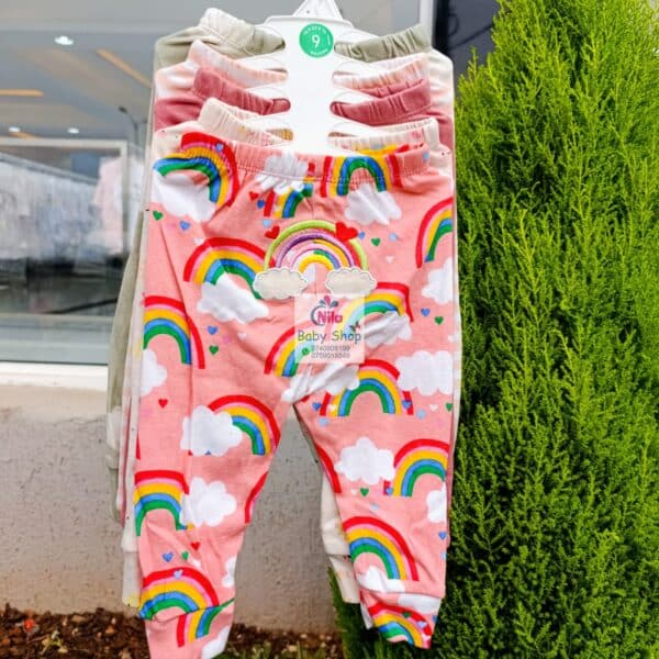 Multicolor Cotton Baby Girl Pants 5 Pack - Image 3