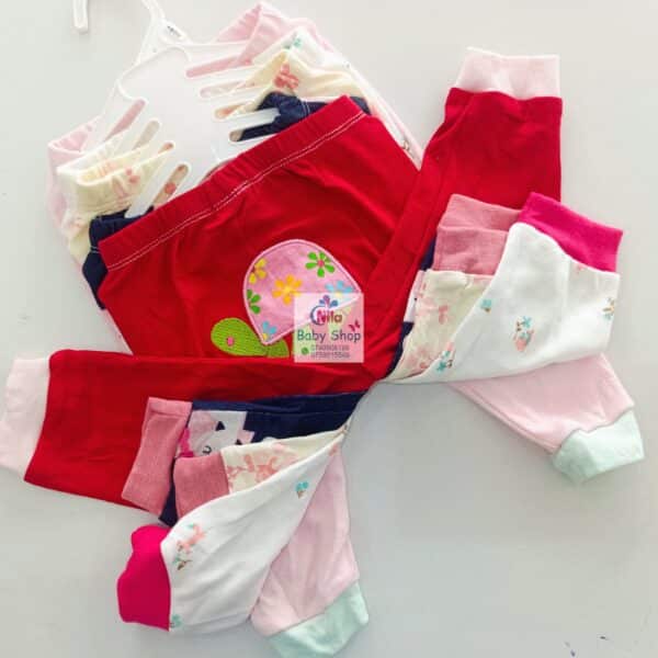 Multicolor Cotton Baby Girl Pants 5 Pack - Image 4