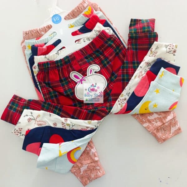 Multicolor Cotton Baby Girl Pants 5 Pack - Image 3