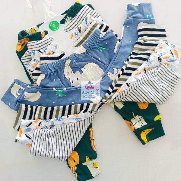 5 Piece Cartoon-Themed Baby Boy Pants Set - Image 3