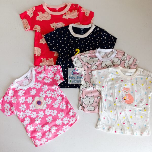 5Pcs Newborn Baby Girl Short Sleeve Animated T-Shirts