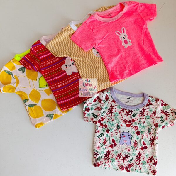 5Pcs Newborn Baby Girl Short Sleeve Animated T-Shirts - Image 4