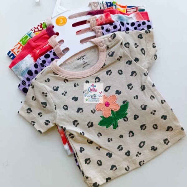 5Pcs Newborn Baby Girl Short Sleeve Animated T-Shirts - Image 12
