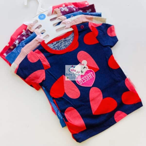 5Pcs Newborn Baby Girl Short Sleeve Animated T-Shirts