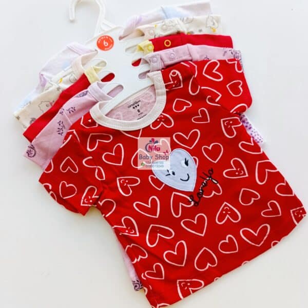 5Pcs Newborn Baby Girl Short Sleeve Animated T-Shirts - Image 8