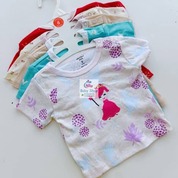 5Pcs Newborn Baby Girl Short Sleeve Animated T-Shirts - Image 7