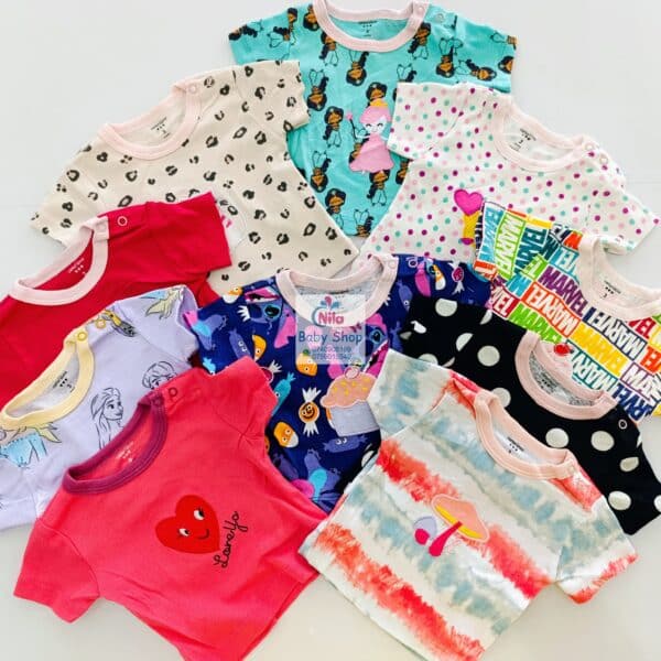 5Pcs Newborn Baby Girl Short Sleeve Animated T-Shirts