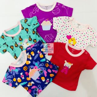 5Pcs Newborn Baby Girl Short Sleeve Animated T-Shirts