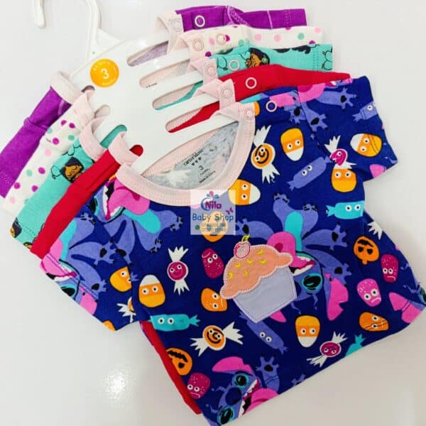 5Pcs Newborn Baby Girl Short Sleeve Animated T-Shirts - Image 5