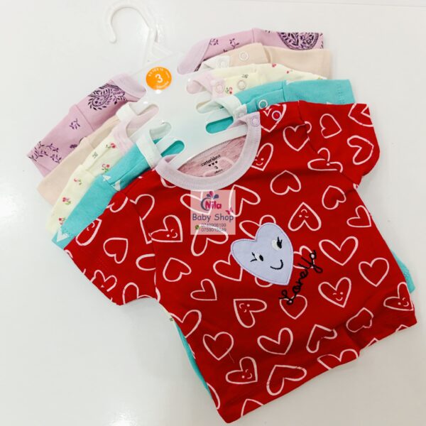 5Pcs Newborn Baby Girl Short Sleeve Animated T-Shirts - Image 2