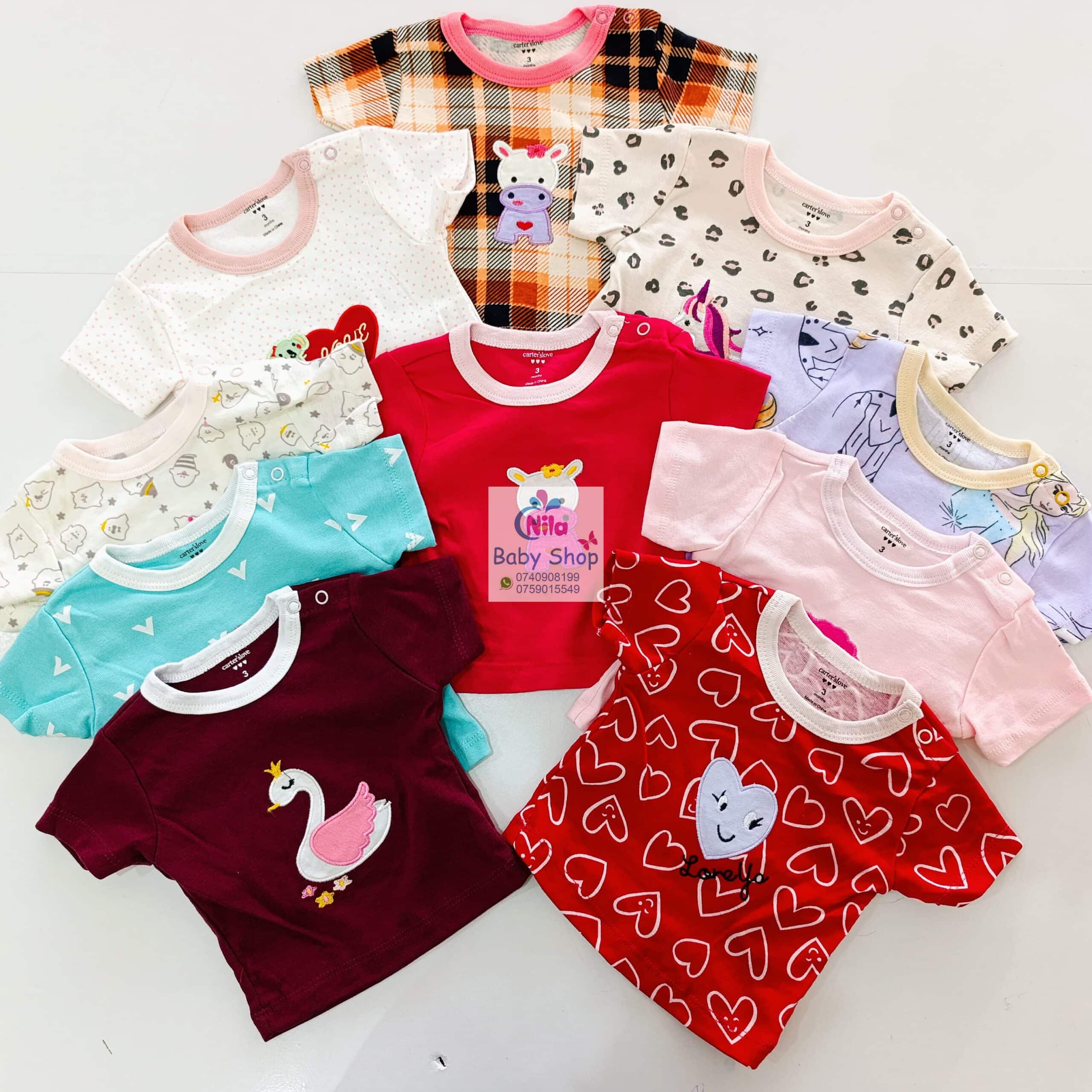 5Pcs Newborn Baby Girl Short Sleeve Animated T-Shirts - Image 13