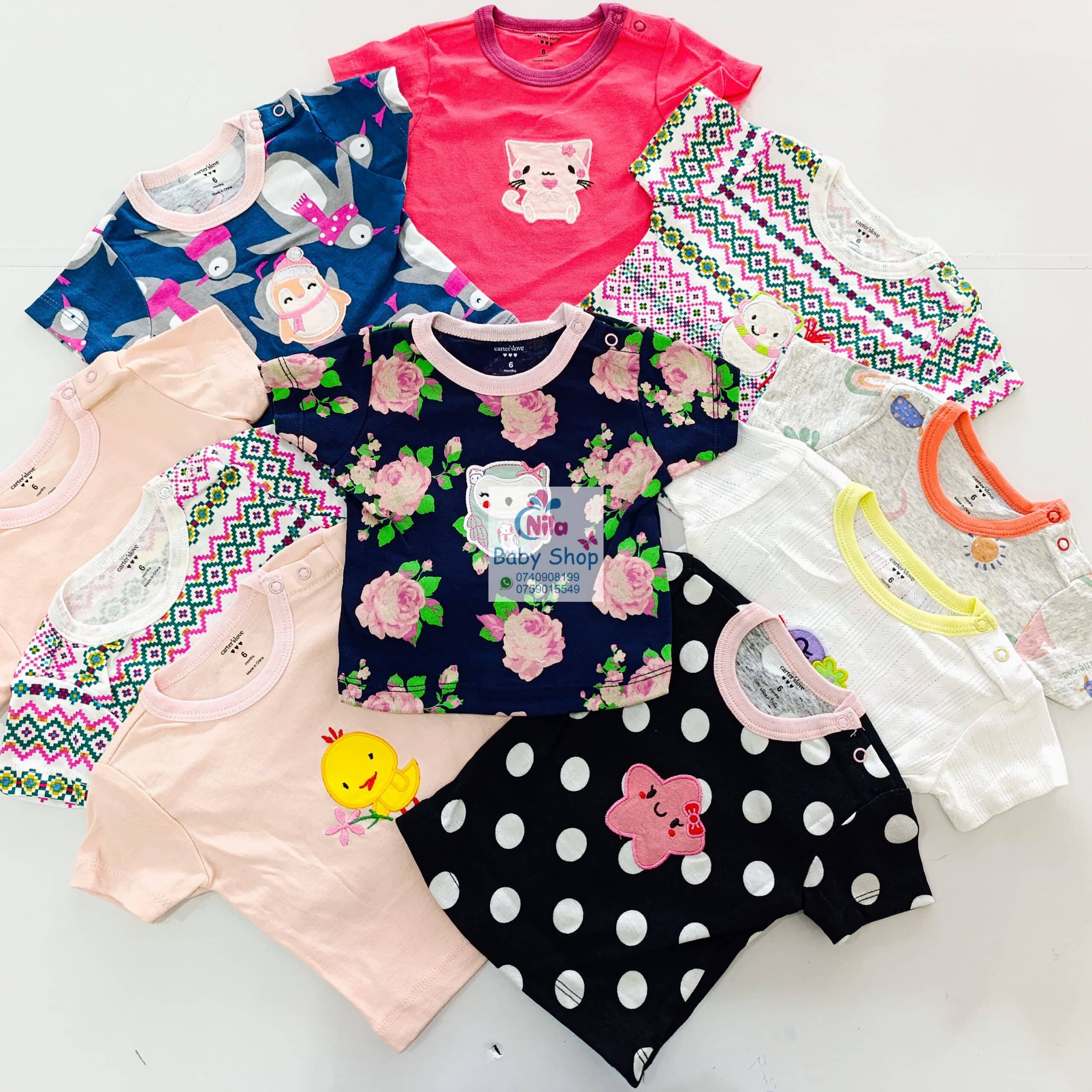 5Pcs Newborn Baby Girl Short Sleeve Animated T-Shirts - Image 12
