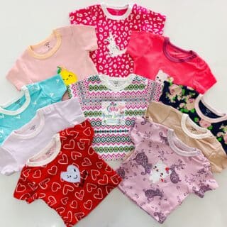 5Pcs Newborn Baby Girl Short Sleeve Animated T-Shirts