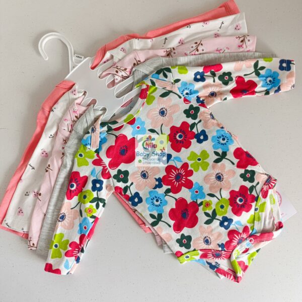 5 Pcs High Quality Newborn Baby Girl Long Sleeve Onesies - Image 8