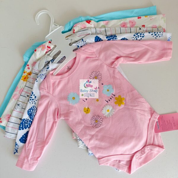 5 Pcs High Quality Newborn Baby Girl Long Sleeve Onesies - Image 6