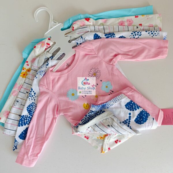 5 Pcs High Quality Newborn Baby Girl Long Sleeve Onesies - Image 5