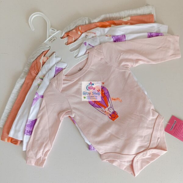 5 Pcs High Quality Newborn Baby Girl Long Sleeve Onesies - Image 4