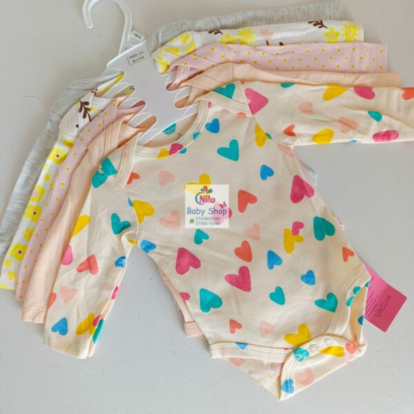 5 Pcs High Quality Newborn Baby Girl Long Sleeve Onesies - Image 2