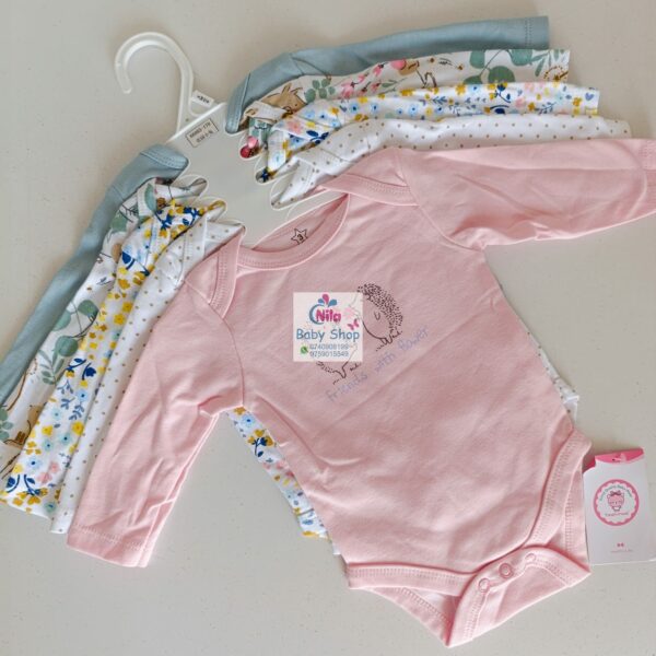 5 Pcs High Quality Newborn Baby Girl Long Sleeve Onesies - Image 10