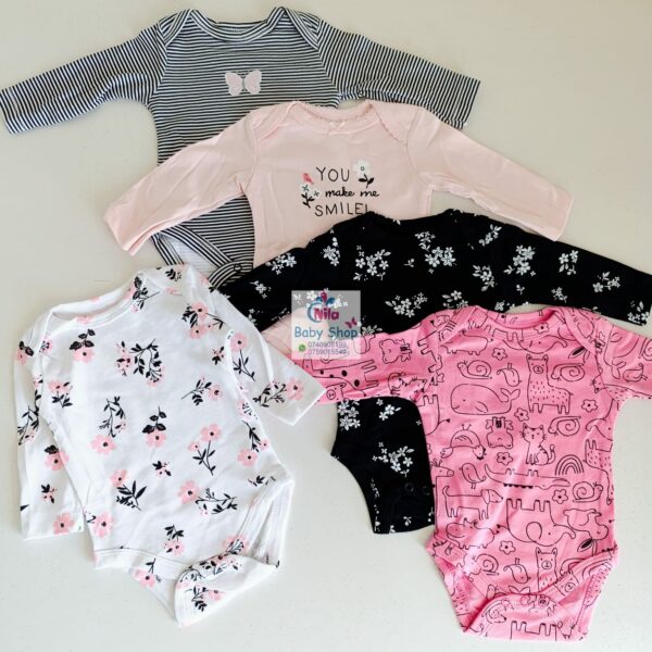 5 Pcs High Quality Newborn Baby Girl Long Sleeve Onesies