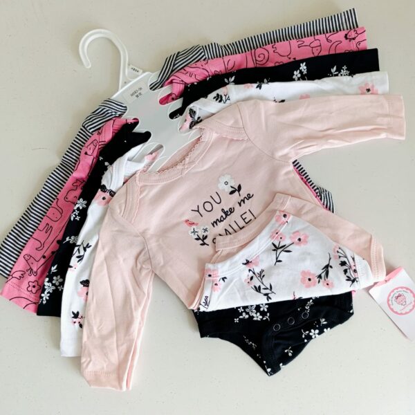 5 Pcs High Quality Newborn Baby Girl Long Sleeve Onesies - Image 11