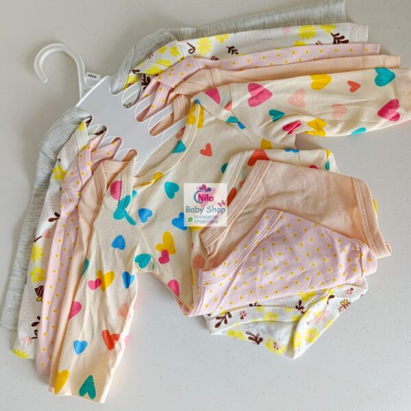 5 Pcs High Quality Newborn Baby Girl Long Sleeve Onesies - Image 4