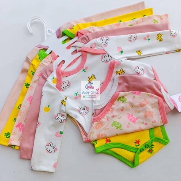 5 Pcs High Quality Newborn Baby Girl Long Sleeve Onesies - Image 4