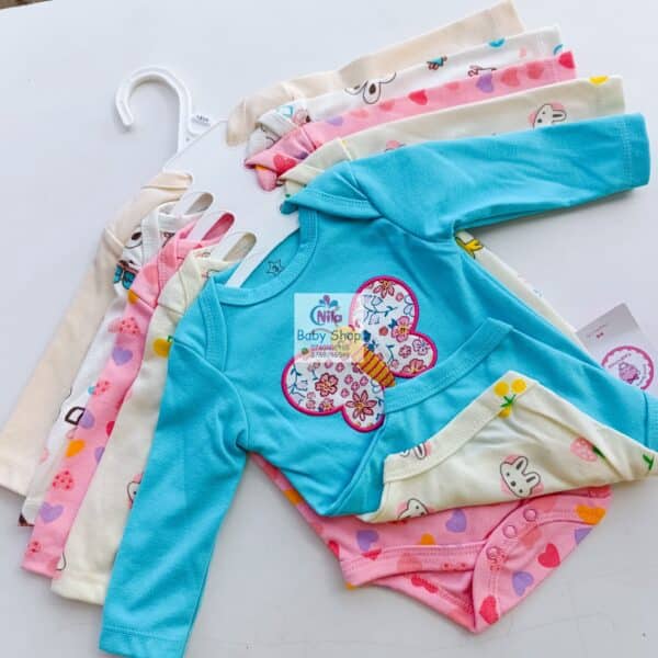 5 Pcs High Quality Newborn Baby Girl Long Sleeve Onesies - Image 3