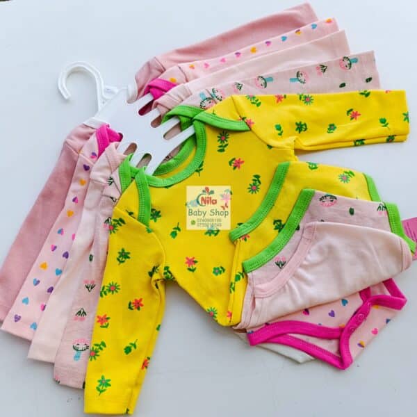 5 Pcs High Quality Newborn Baby Girl Long Sleeve Onesies - Image 5