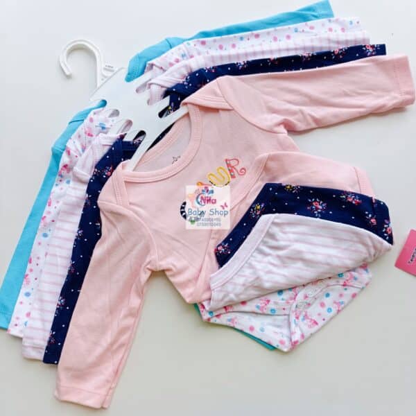 5 Pcs High Quality Newborn Baby Girl Long Sleeve Onesies - Image 2