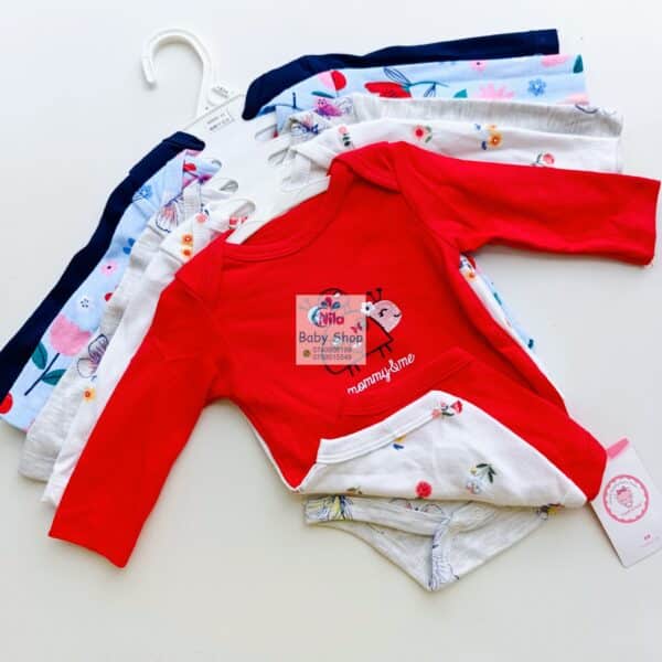 5 Pcs High Quality Newborn Baby Girl Long Sleeve Onesies - Image 5