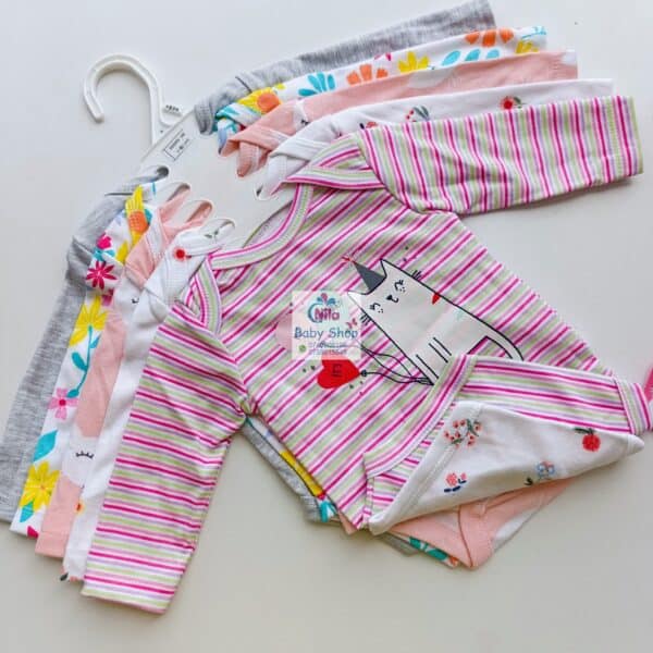 5 Pcs High Quality Newborn Baby Girl Long Sleeve Onesies - Image 4