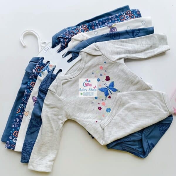 5 Pcs High Quality Newborn Baby Girl Long Sleeve Onesies - Image 3