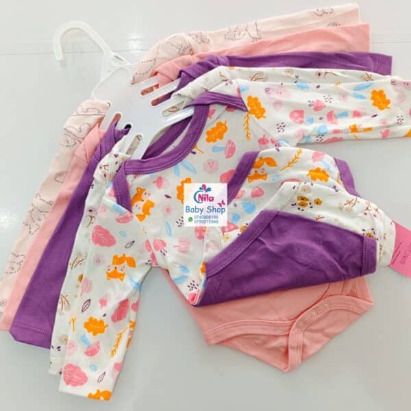 5 Pcs High Quality Newborn Baby Girl Long Sleeve Onesies - Image 11