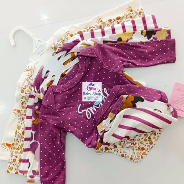 5 Pcs High Quality Newborn Baby Girl Long Sleeve Onesies - Image 10