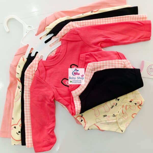 5 Pcs High Quality Newborn Baby Girl Long Sleeve Onesies - Image 9